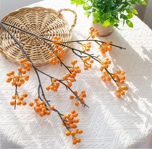 กิ่งไม้ประดิษฐ์ขนาดเล็กสำหรับตกแต่งบ้าน โรงแรม งานแต่งงาน และสำนักงานในวันคริสต์มาส ผลไม้ฮอลลี่ประดิษฐ์ ผลเบอร์รี่คริสต์มาส ผลไม้สีแดง - Product Image 6