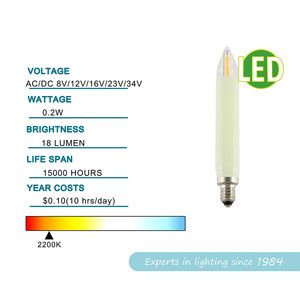 T10 E10 Base LED Filament Verticale Kaarslamp 8V 0.5W Warm Wit Kerstlampjes E10 Kleine Schacht Kaarslamp voor Feestverlichting - Product Image 4