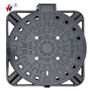 VUÔNG bên ngoài và tròn bên trong nắp hố ga sắt dễ uốn nắp hố ga không khí lỗ đen sơn bitum en124 D400 gang - Product Image 3