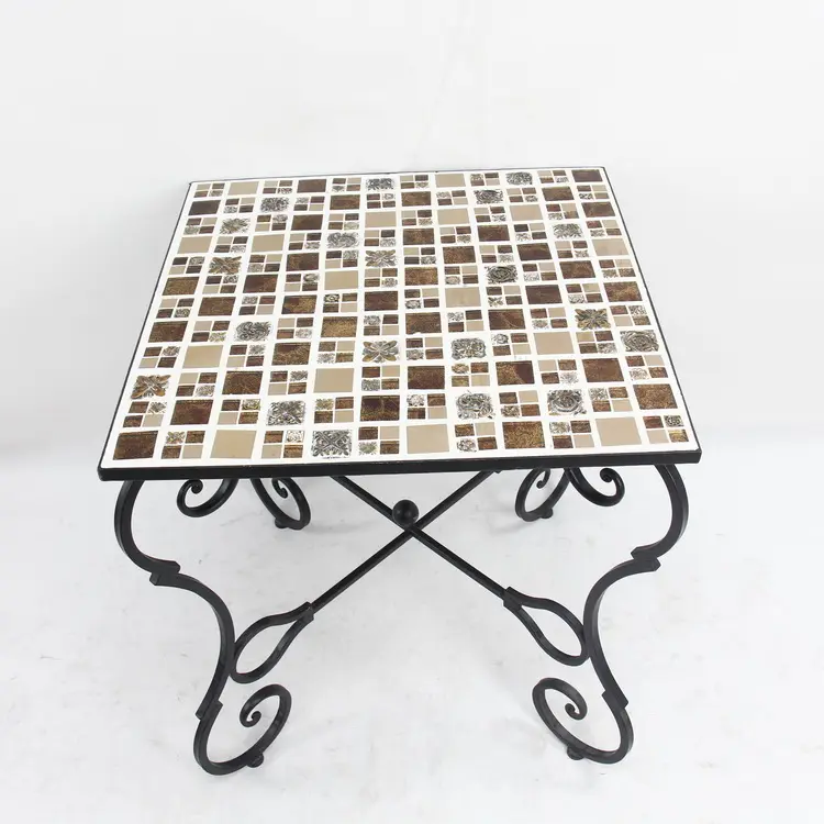 Kim Loại PATIO Bảng Vuông Vườn Mosaic Top Bảng Bàn Rượu Vang