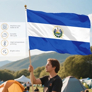 Fabricante de Banderas Deportivas Personalizadas, Bandera Nacional de El Salvador de 90x150cm, Bandera Salvadoreña Azul y Blanca de Poliéster - Product Image 4