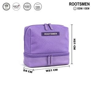 Trousse de Toilette Double Couche en Nylon Lavande 21x8x21cm avec Compartiment Inférieur et Double Fermeture Éclair, Sac de Voyage pour Articles de Toilette, Logo Personnalisé OEM ODM Faible MOQ - Product Image 1