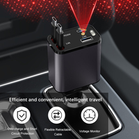 Chargeur de voiture rétractable en aluminium Starlight 69W 4-en-1 QC3.0 PD avec câble USB-C à charge rapide