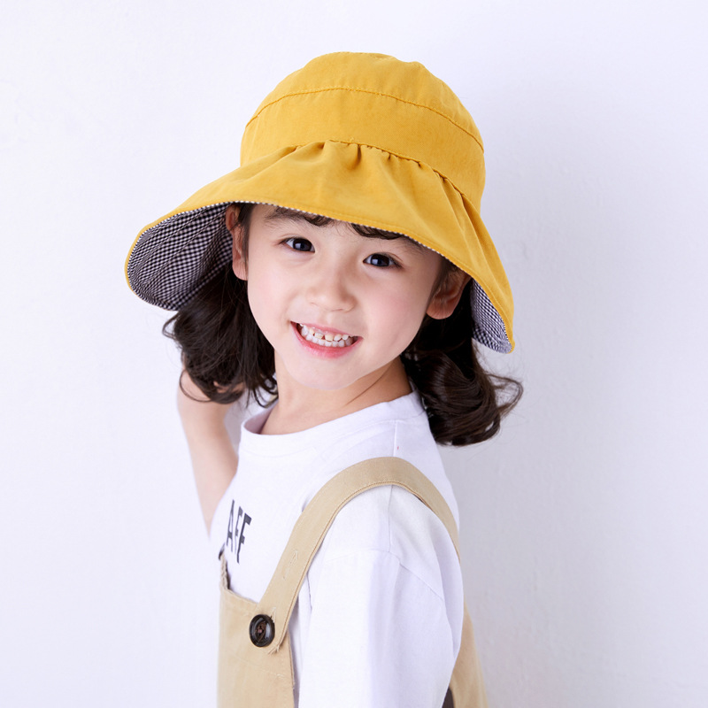 Летняя Солнцезащитная Двусторонняя пустая верхняя шляпа с защитой от УФ-лучей козырек детская Двусторонняя Панама