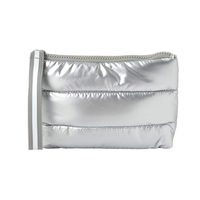 Pochette de maquillage tendance personnalisée avec logo imprimé, sac de toilette matelassé en polyester, sac de maquillage gonflé pour les voyages