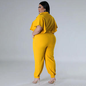 Conjunto de dos piezas <span class=keywords><strong>con</strong></span> pantalones holgados <span class=keywords><strong>elegantes</strong></span>, Top corto <span class=keywords><strong>con</strong></span> cordones para mujer, conjuntos de talla grande, ropa de calle para mujer gorda, conjuntos de talla grande para mujer - Product Image 5