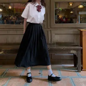 Uniformes escolares de estilo coreano 100% algodón, conjunto de camisa y falda blanca para estudiantes y niñas, venta al por mayor