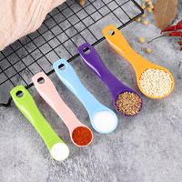 Ensemble de 5 cuillères à mesurer en plastique coloré, empilables, avec anneau amovible, outils de mesure pour la cuisine et la pâtisserie