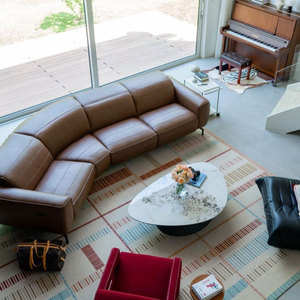 Sofá Italiano Minimalista de Lujo de Tres Plazas en Cuero Genuino con Reposacabezas Ajustable para Sala de Estar o Apartamento Grande Horizontal 9139 - Product Image 4