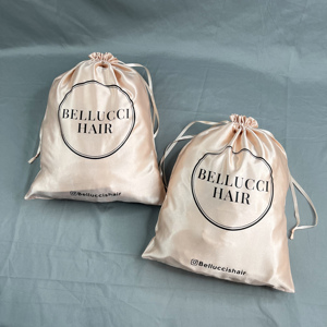 Custom Logo Eco-friendly High Quality Silk Satin <b>Drawstring</b> Bag Dust-proof Wig <b>Pouch</b> Bag with Personalized Storage Solution - Product Image 3