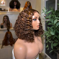 Peluca rizada Pixie con encaje HD 5x5 sin pegamento, nudos pre-decolorados, color con reflejos, densidad del 180%, cabello humano virgen natural para venta al por mayor