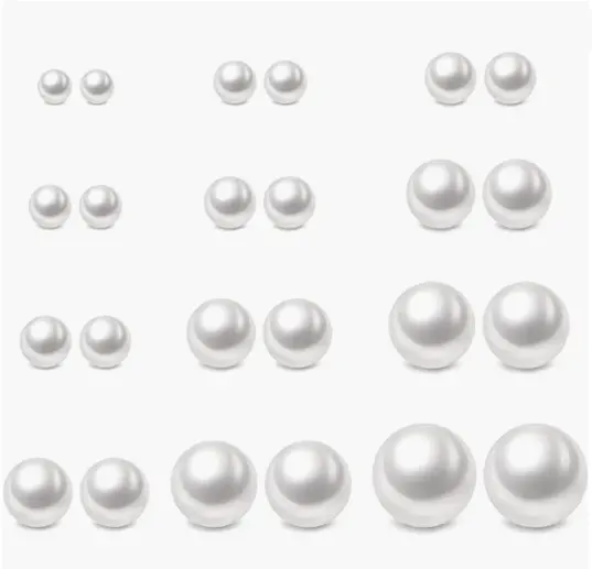 Minimalist Imitate 925 Sterling silver post needle Round Faux ABS Ball Pearls Stud Earrings Hypoallergenic Mother Women Girls
