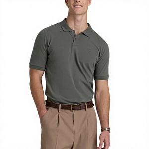 Polo pour homme, col en V, coupe ajustée, polyester/coton, tricot uni, 220 GSM, logo personnalisé OEM, directement de l'usine - Product Image 4