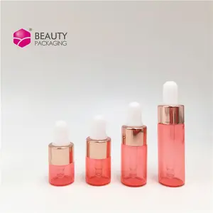 1ml 2ml 3ml 5ml Pink Cosmetic Essential Oil Glass Dropper Bottle New Vial Glass Bottle With Dropper For Mini Serum Sample