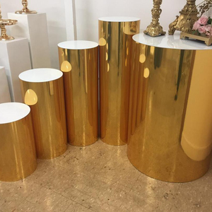 Pedestal de Acrílico para Exhibiciones y Bodas, Pedestales Redondos de Acrílico para Exhibición, Pedestal de Acrílico Dorado Rosa para Bodas - Product Image 1