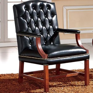 Silla Giratoria Chesterfield Ejecutiva de Cuero Genuino Marrón Moderno para Juez, Gobernante o Presidente, con Altura Ajustable - Product Image 2