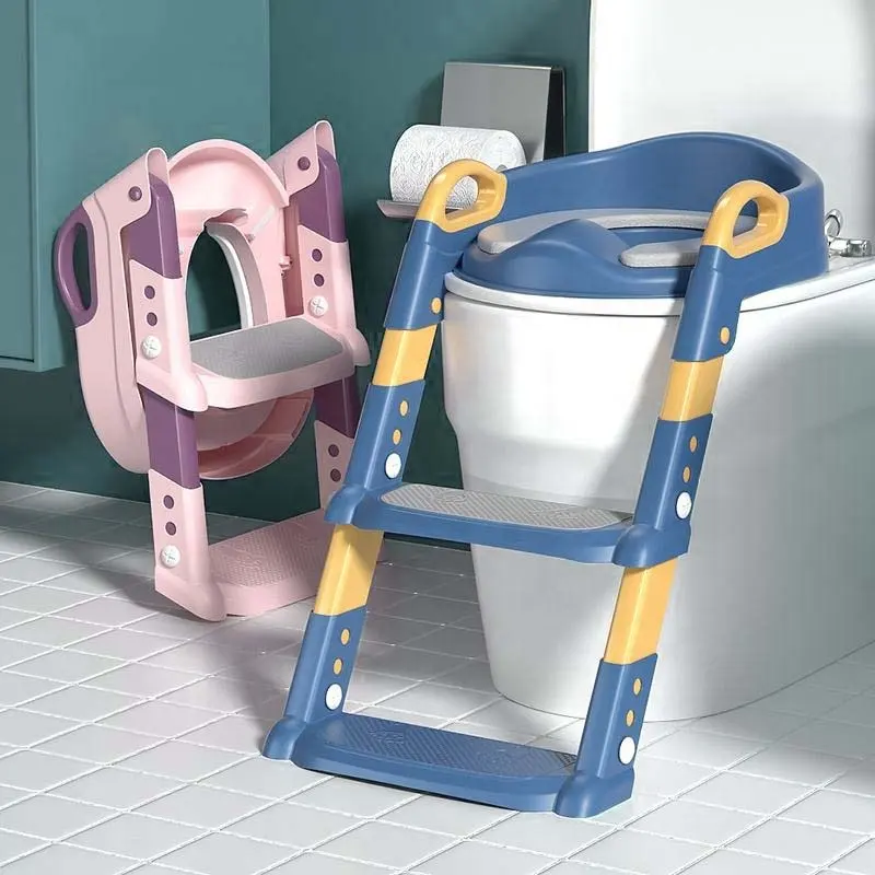 핫 세일 아기 제품 접이식 유아 변기 시트 부드러운 쿠션 어린이 변기 사다리 아기 화장실 의자 단계