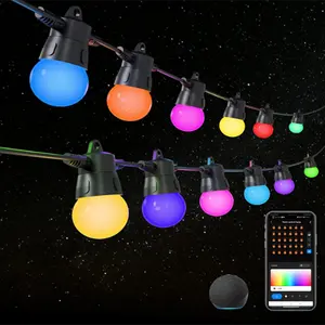 Smart RGB App RF433 lampu LED, lampu teras LED tali untuk halaman belakang luar ruangan 10W 15M/49FT