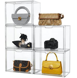 Organisateur de placard portable de bureau, boîte de présentation transparente pour cadeaux, boîtes et bacs de rangement en plastique épais pour sacs à main - Product Image 1