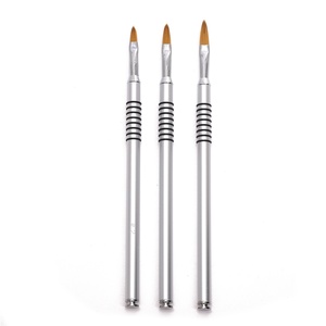 Populares pinceles de metal con mango de tubo de aluminio tallado en 3D para decoración de uñas, ideales para el comercio transfronterizo. - Product Image 5