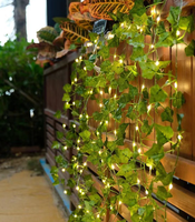 Guirlande de feuilles artificielles LED en forme d'arbre, alimentée par piles, pour décoration intérieure et extérieure de festivals d'automne, 2M, 5M, 10M