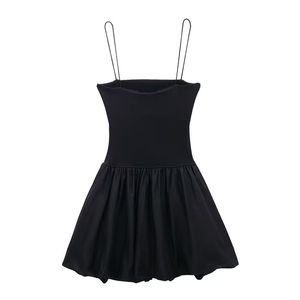 Vestido Mini de Verano Estilo Boutique para Mujer, Corte A, Elástico, Vintage, Cintura Imperio, Largo hasta la Rodilla, Sin Cuello, Color Sólido - Product Image 4