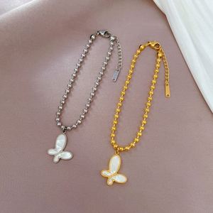 18K <b>Gold</b> Plated Stainless Steel <b>Beads</b> Chain <b>Bracelet</b> for Women Shell Butterfly Pendant Luxury <b>Bracelet</b> Titanium Chain <b>Bracelet</b> - Product Image 3