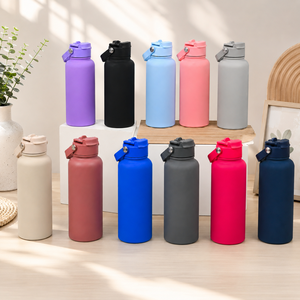Custom Logo Modern 1L Stainless Steel Double Wall Insulated Vacuum <b>Ceramic</b> Inner Flask 500ml 1000ml Powder Coated Camping Sports - Product Image 2