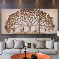 Grande taille arbre doré 3d décoration de la maison pour mur en gros à la main mode tenture murale luxe 3D peinture décor
