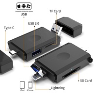 Lecteur de carte Lightning/USB/Type-C 3-en-1 avec USB 3.0 5Gbps,SD/TF2.0, pour téléphone USB C, iPad Macbook Pro/Air/Mini Mac Laptop