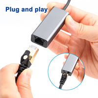 Adaptateur Ethernet USB 3.0 RJ45 LAN, dongle réseau, 10/100/1000 Mbps, Plug & Play, sans pilote, boîtier externe en alliage d'aluminium pour ordinateur portable