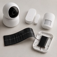 SunFlex - Cámara de Seguridad Inteligente con Celdas Solares de Perovskita para Interiores, Flexible, con Sensor de Luz Ambiental, Inalámbrica, sin Baterías, 35% de Eficiencia