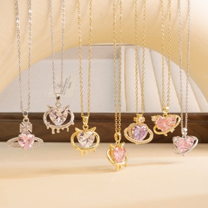 Joyería moda cobre corazón circón colgante collar titanio acero cadena mujer joyería accesorios para mujer - Product Image 6