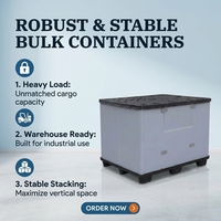 Caisse en plastique pliable robuste Huidu, réutilisable, empilable/nestable, pour usage industriel, en HDPE