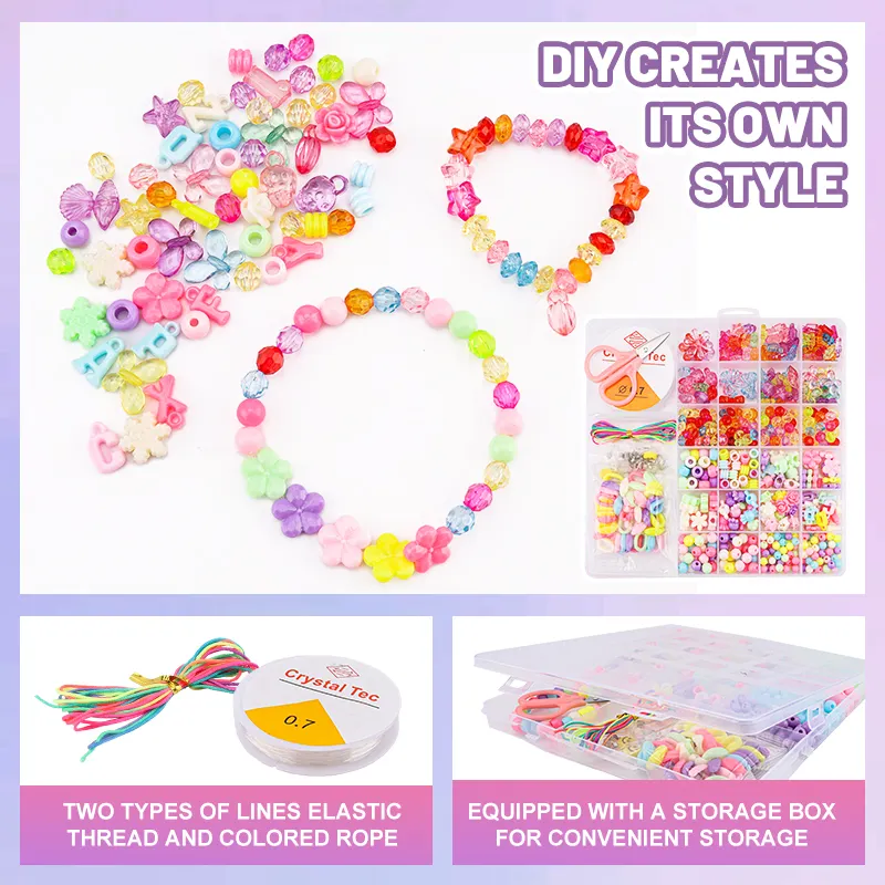 Leemook 2024 nuova vendita kit di perline fai da te forniture per fare gioielli set di perline per ragazze giocattoli