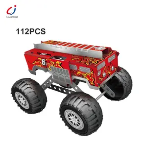 Chengji metal block car toy kids educational diy doodle coloring body large foot vehicle model parts toy car assembly kit