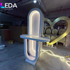 LEDA High Quality White Acrylic <b>Led</b> Wedding Perfume <b>Bar</b> Table Custom Backdrop With <b>Led</b> <b>Light</b> For Event Banquet Decoration - Product Image 2