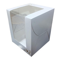 Boîtes à gâteaux hautes pour gâteaux à étages, design blanc avec fenêtre transparente