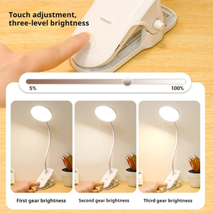 Lámpara de mesa con Clip portátil <span class=keywords><strong>LED</strong></span>, lámpara de escritorio con Clip recargable por <span class=keywords><strong>USB</strong></span>, luz nocturna de lectura para cama, 3 modos de atenuación, luz de protección ocular - Product Image 2