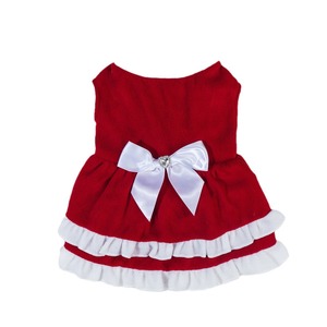 Robe de Noël à col roulé en polaire double face, avec nœud en strass glamour, pour animaux de compagnie, directement de l'usine. - Product Image 4