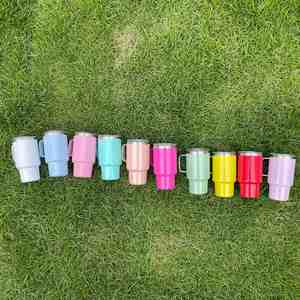Vaso de chupito mini de acero inoxidable de doble pared con aislamiento al vacío, multicolor, de 3 oz, lindo, en blanco para sublimación, con asa - Product Image 1