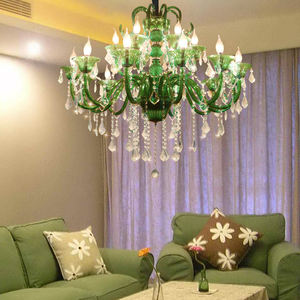 Trending Pendant Chandeliers Decoration <b>Large</b> Green Crystal Droplets Sphere Chandelier Lighting <b>for</b> Hotel - Product Image 4