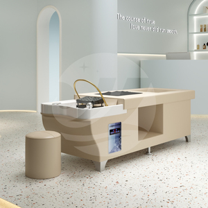 Salon de beauté coiffure spa électrique <span class=keywords><strong>shampoing</strong></span> lit massage tactile salon de coiffure chauffage eau thérapie headspa lit avec pied spa baignoire - Product Image 3