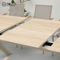 Ensemble de salle à manger extérieur moderne en aluminium, table transformable extensible et chaises, pour villa, appartement, hôtel, restaurant, cour, 10 places, Selfie