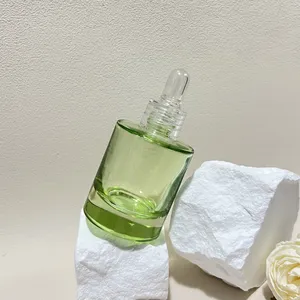 Flacon compte-gouttes de sérum en verre transparent givré, 30ml, emballage de soins de la peau personnalisé, bouteille d'huile capillaire 1oz
