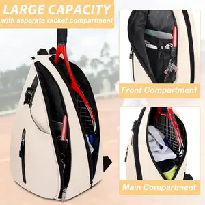 Customized Tennis Bag  Tennis Sling Backpack Crossbody Water Resistant for Men Women  Holds Tennis Badminton Pickleball Rackets