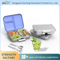 Boîte à lunch bento étanche en acier inoxydable 304 avec 3 compartiments, sans BPA et écologique, pour adultes