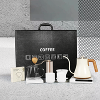 Set Profesional para Preparar Café con Estuche de Cuero, Gotero Octagonal de Cerámica, Hervidor Eléctrico, Báscula, Kit Completo para Barista