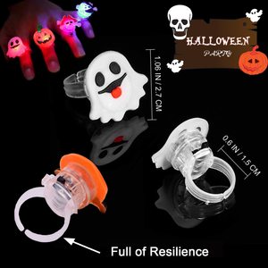 Nicro Halloween Nguồn Cung Cấp Bí Ngô LED Vòng Neon Đảng Ủng Hộ Nhấp Nháy Mềm Thạch Cao Su Sáng Đèn Flash Ngón Tay Vòng Đồ Chơi - Product Image 3