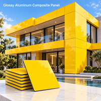 Panneau composite en aluminium brillant 1220x2440mm, revêtement FEVE, couleur personnalisée pour panneaux de façade de magasin